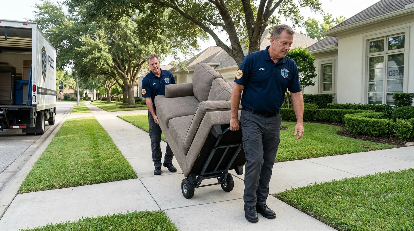 Local residential moving crew loading furniture in Monmouth, IL